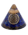 Orgonite - Cône Lapis & Quartz - Fleur de vie