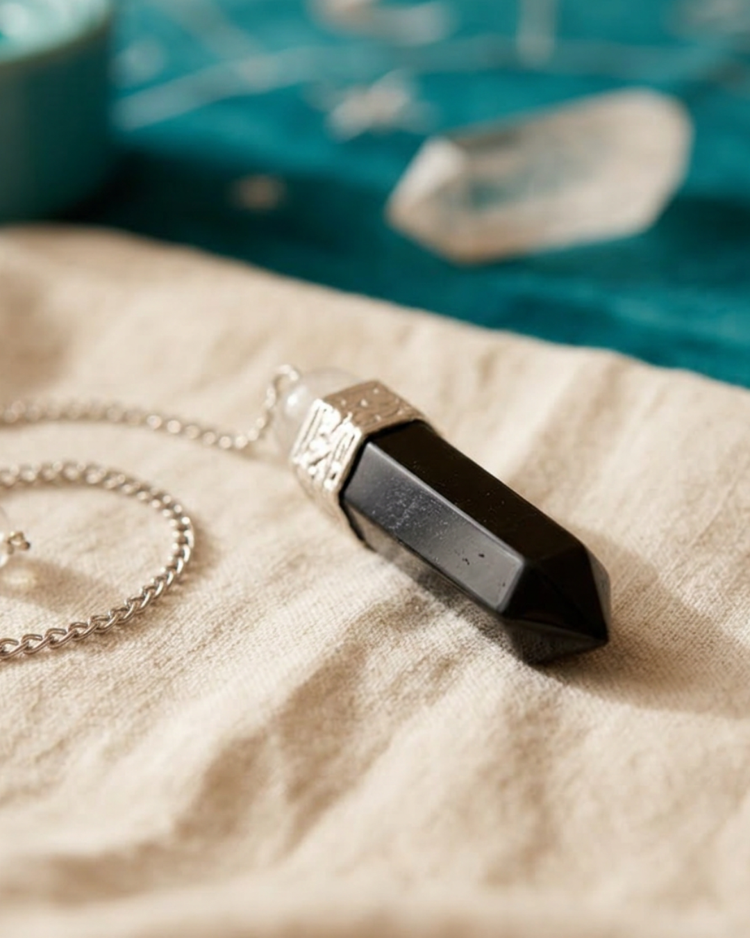 Pendule - Tourmaline noire et Cristal de roche
