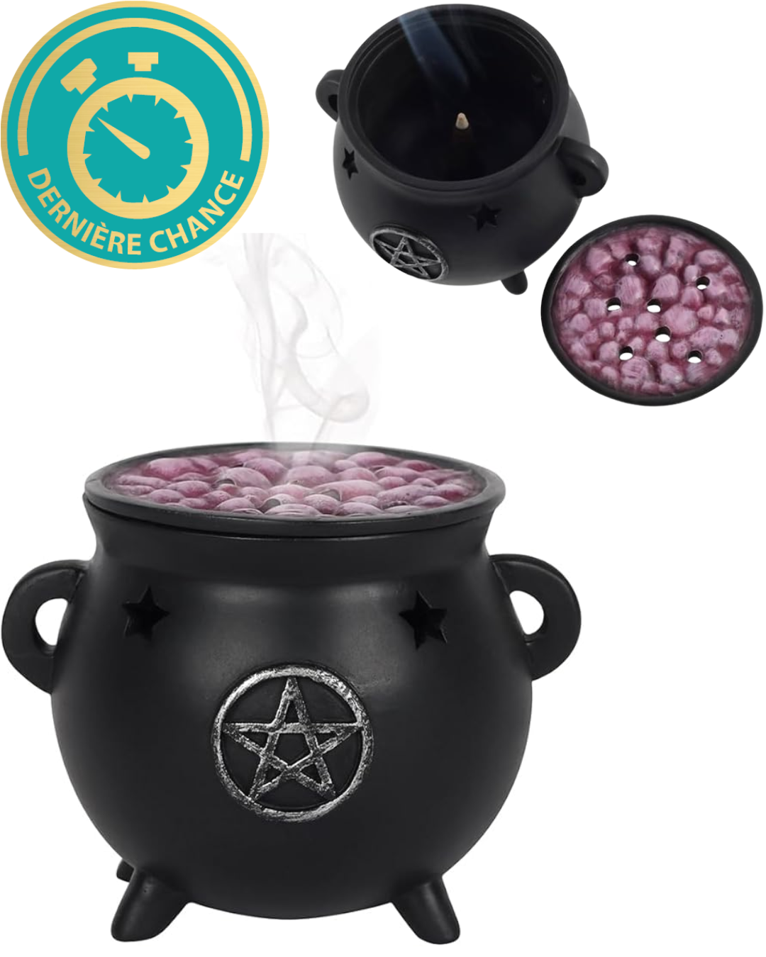 Brûle-encens - chaudron avec pentacle