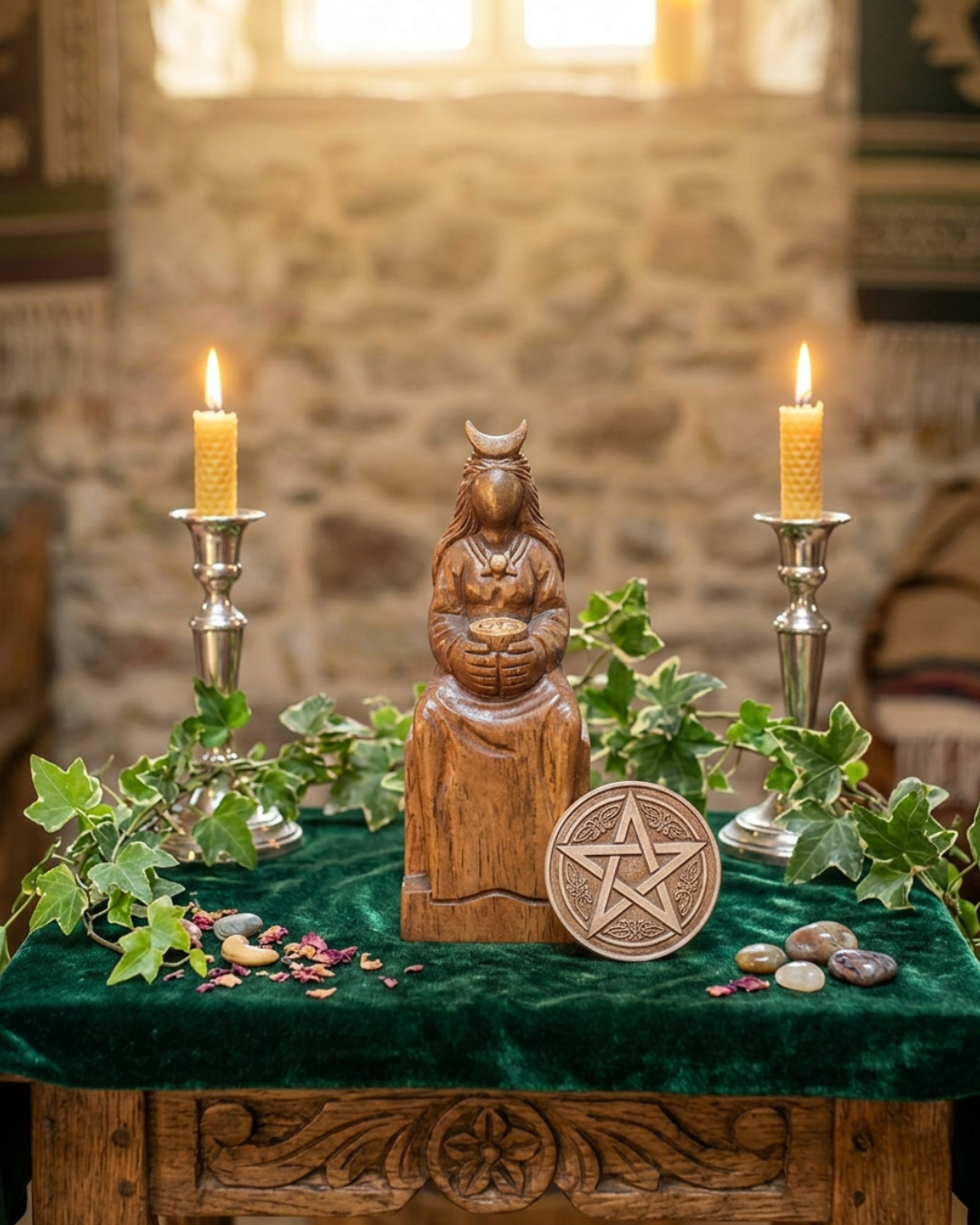 Statuette Déesse Lune - bois