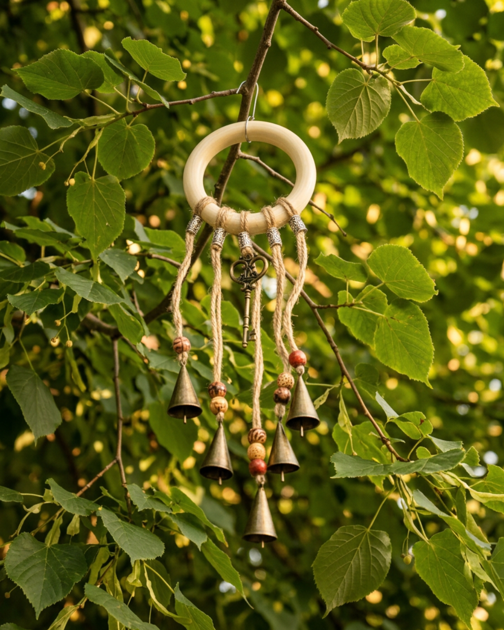 Carillon  - Clochettes sorcières, perles et clé
