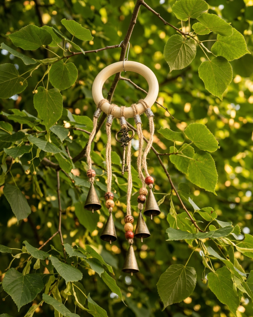 Carillon  - Clochettes sorcières, perles et clé