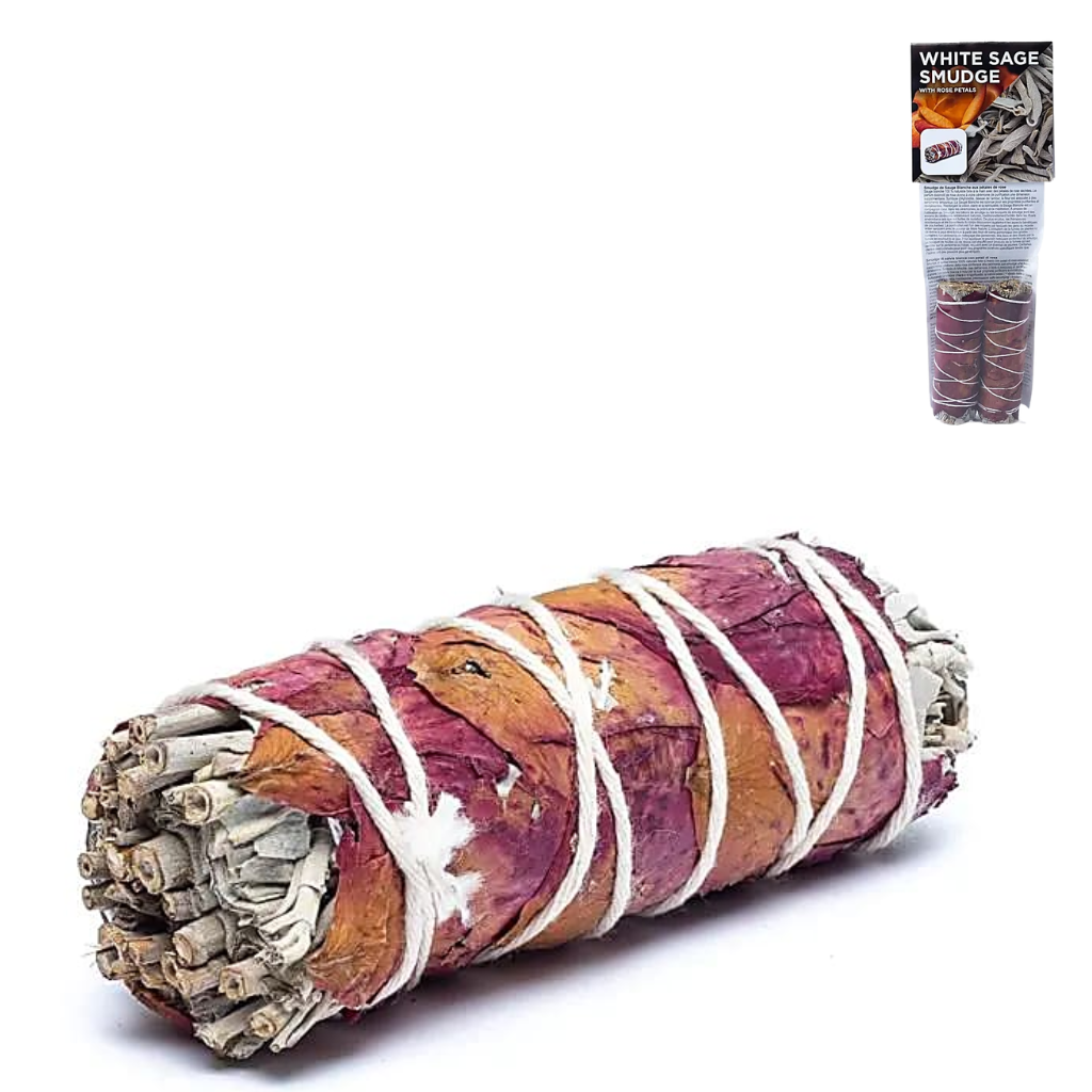 Smudges - Bâtons de Sauge Blanche & pétales de Rose (lot de 2)