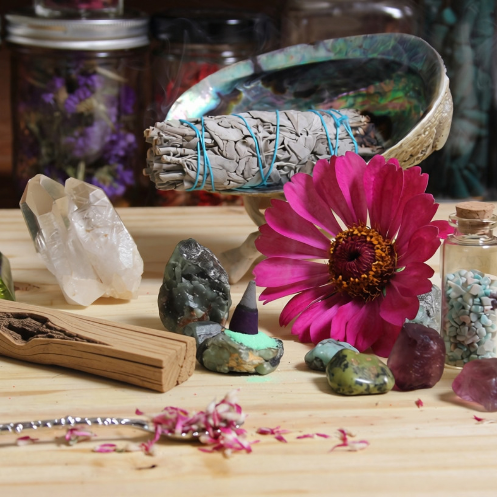 Set complet "Smudging" : Sauge Blanche, Palo Santo, Abalone et support