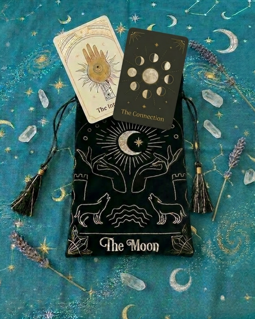 Pochette "The Moon" pour tarot et cartes