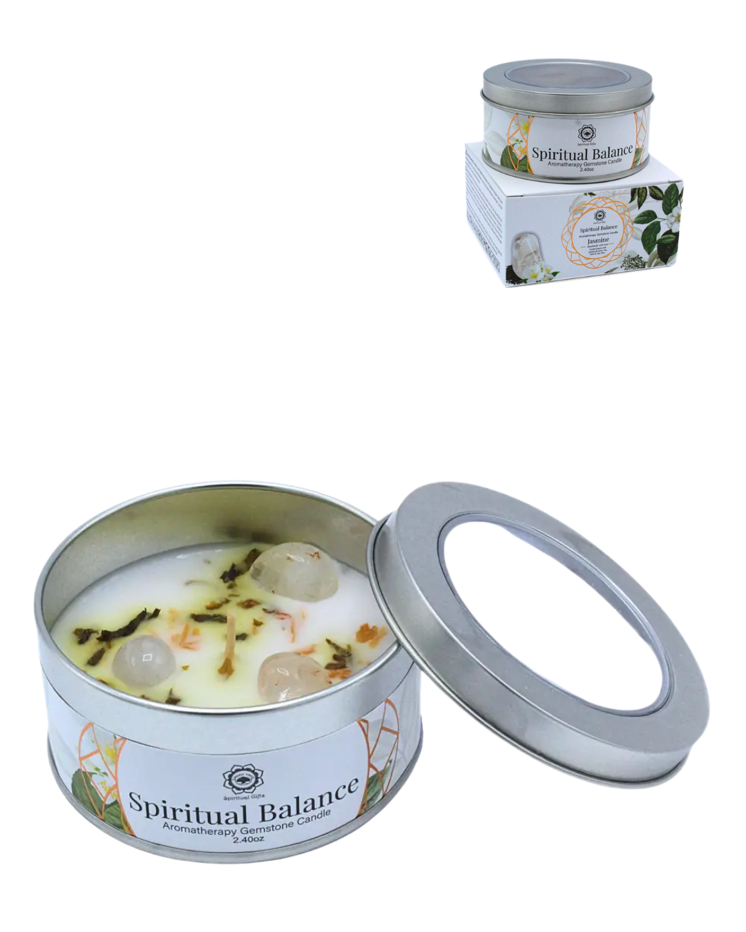 Bougie Jasmin & Cristal de Roche - Equilibre Spirituel