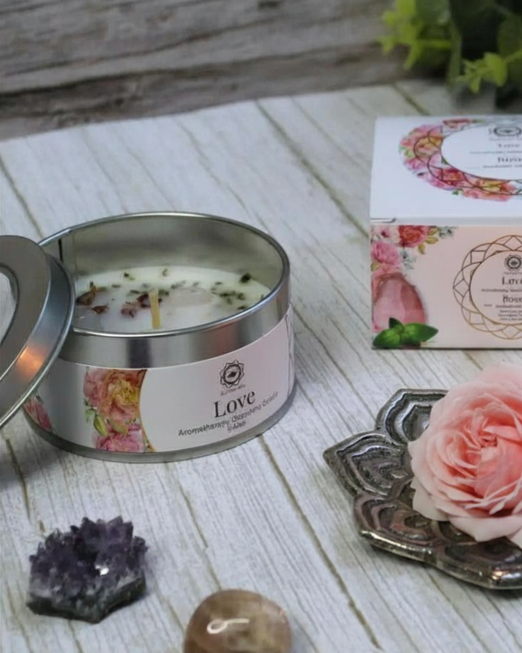 Bougie Rose & Quartz Rose - Amour