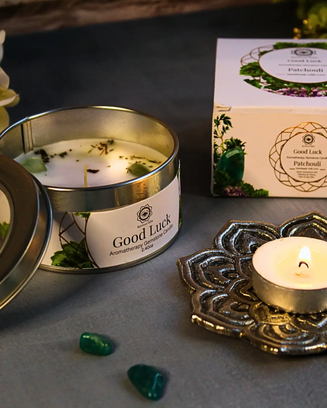 Bougie Patchouli & Aventurine Verte - Chance