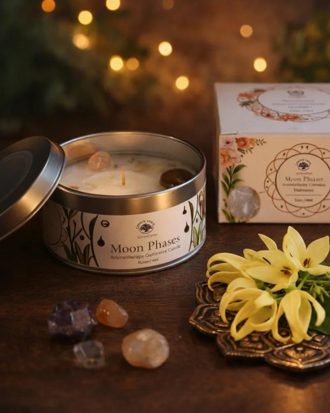 Bougie Ylang-ylang & Pierre de Lune - Phases de la Lune