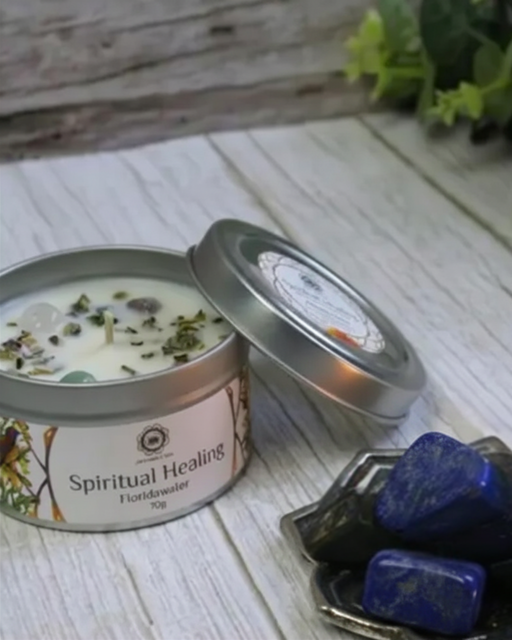 Bougie Eau de Floride & Lapis Lazuli - Guérison spirituelle