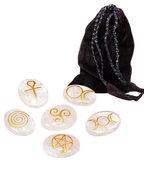 Ensemble Wicca - 6 pierres gravées - Quartz blanc