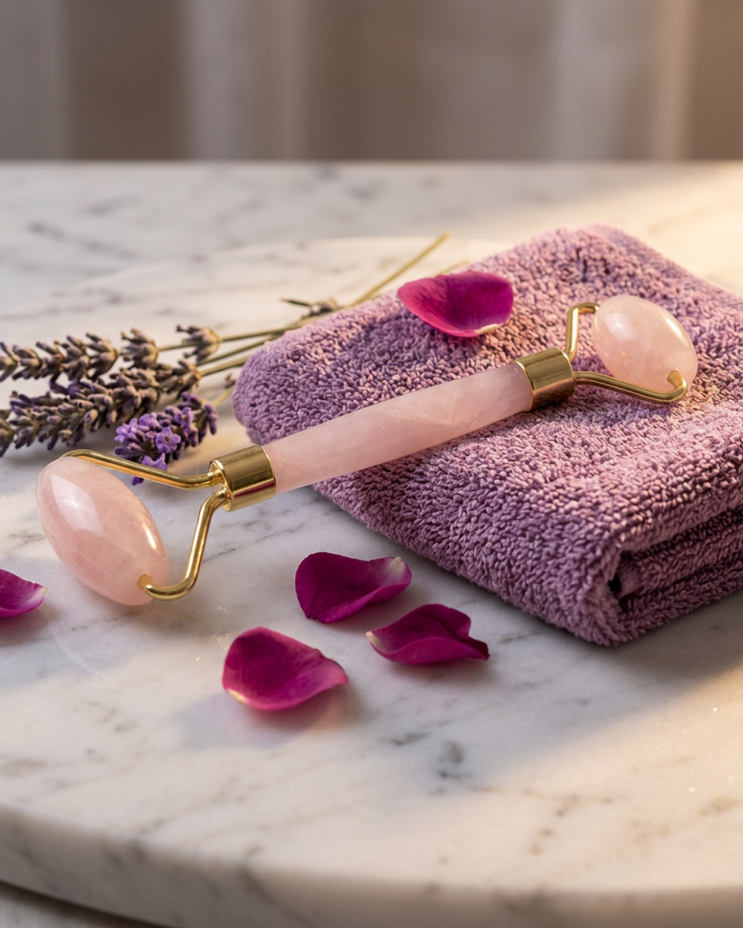 Rouleau de massage - Quartz Rose