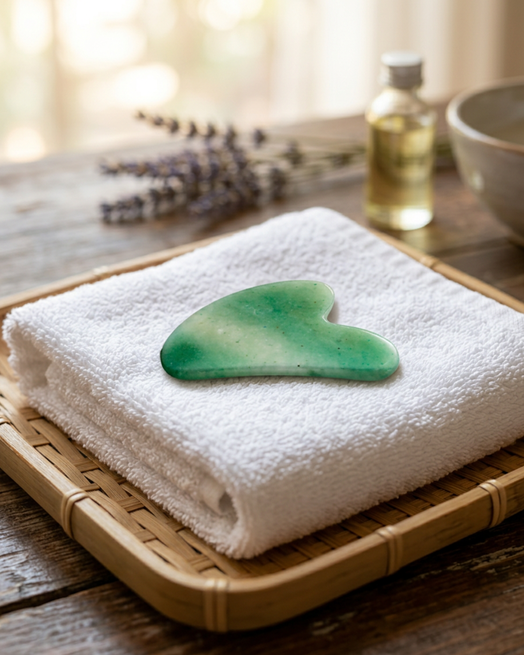 Gua Sha - pierre de massage en Aventurine Verte