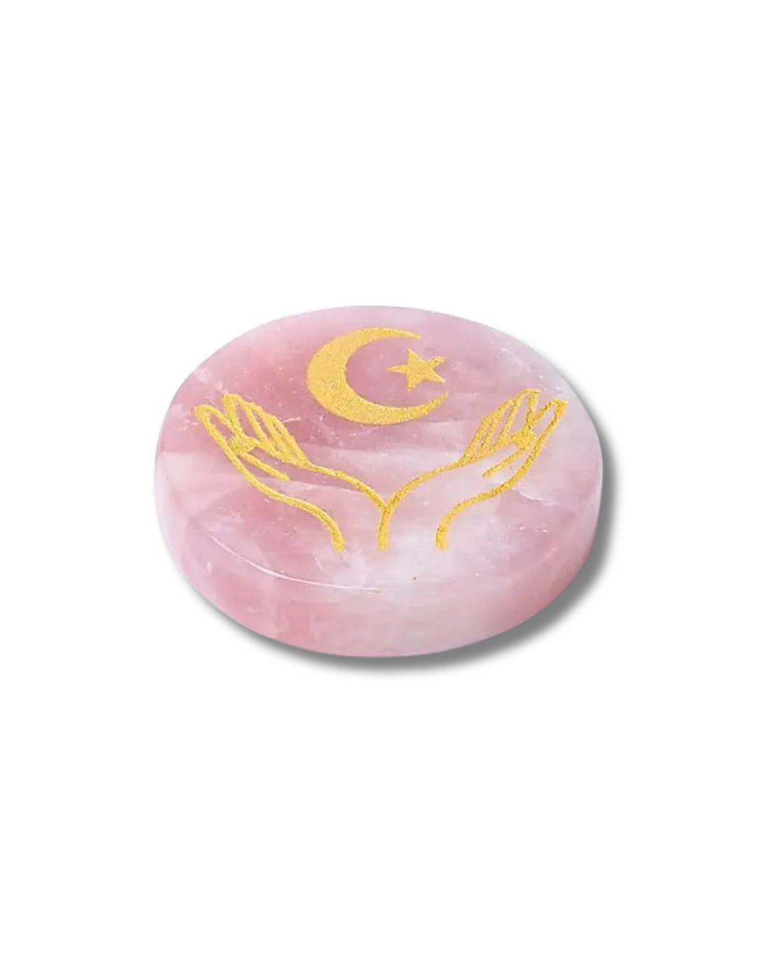 Mains, lune et étoile en Quartz Rose
