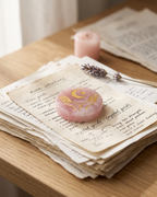 Mains, lune et étoile en Quartz Rose