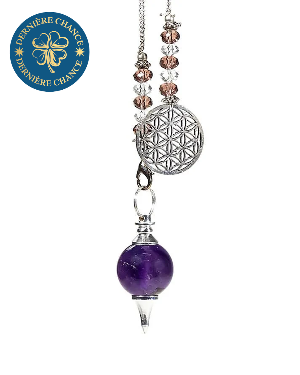 Pendule Séphoroton - Améthyste AA - Chaîne Fleur de Vie