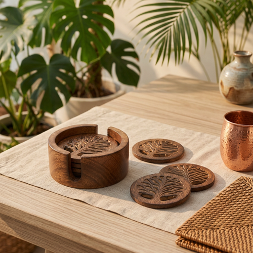6 dessous-de-verre en bois de manguier