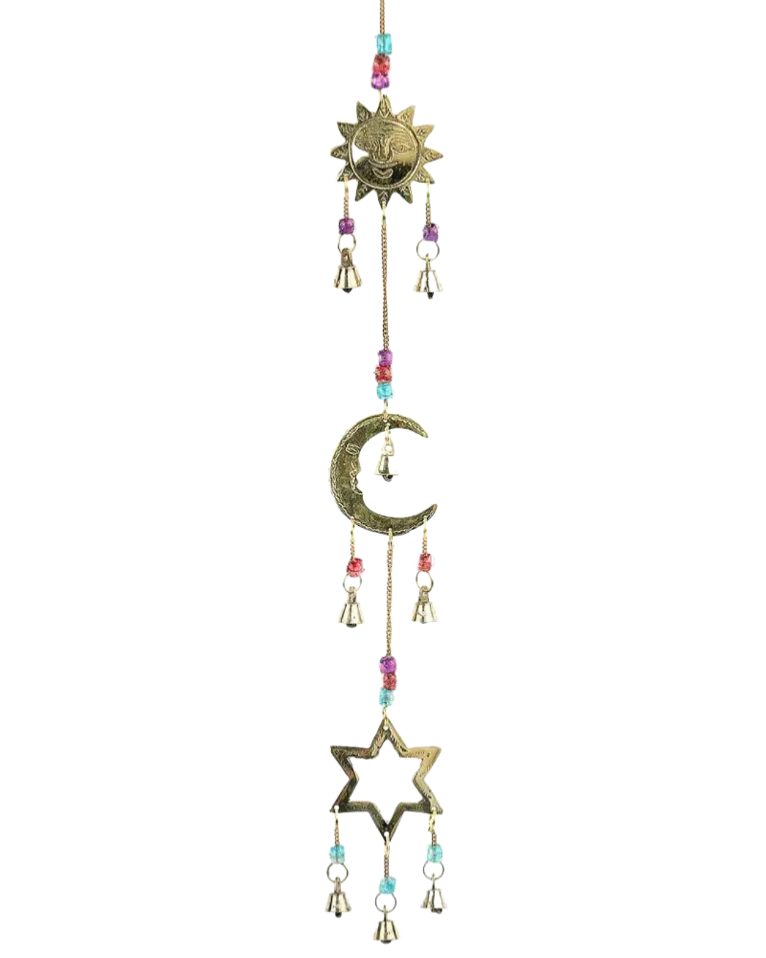 carillon soleil lune étoile laiton wicca cloche sorcière