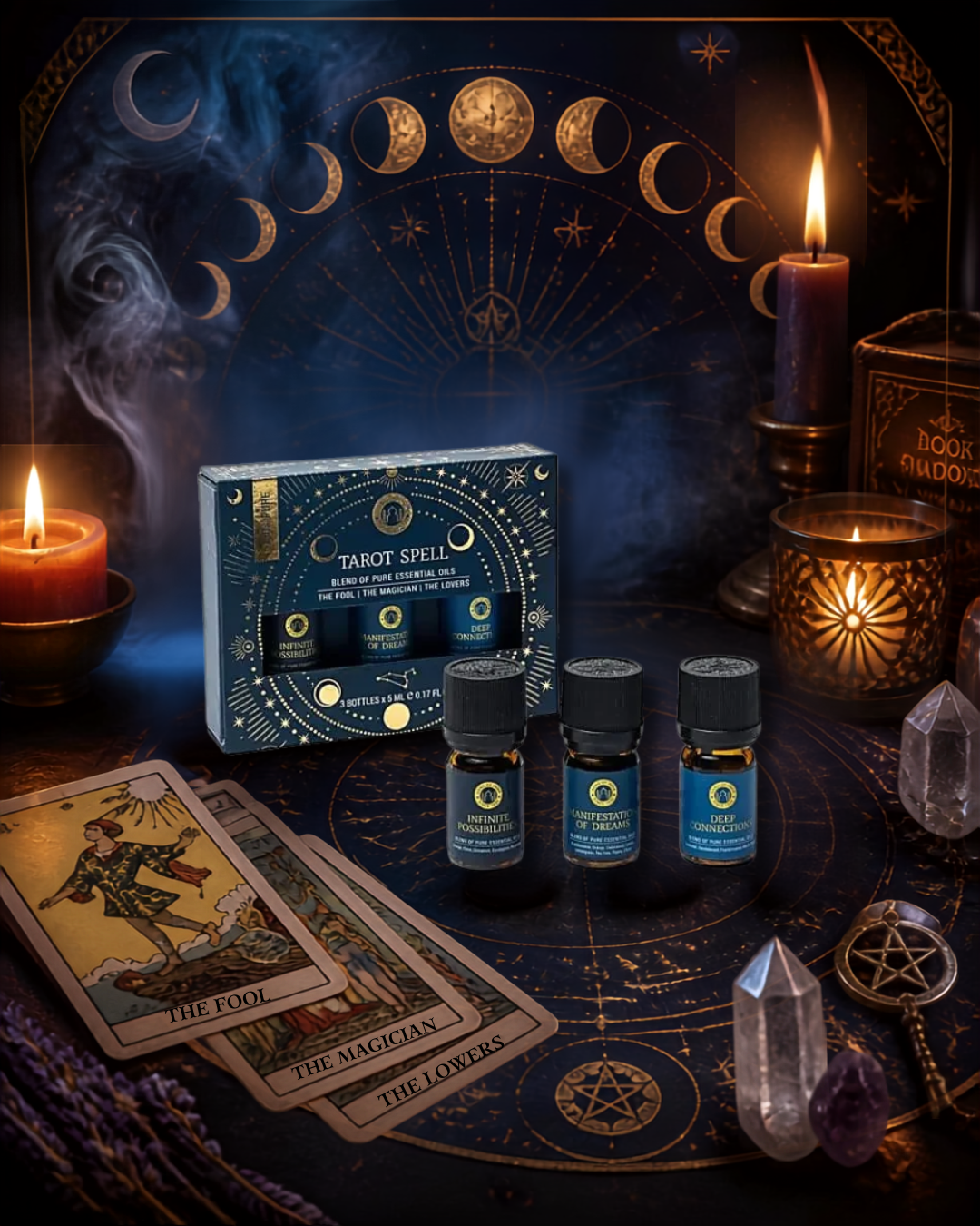 Coffret 3 huiles essentielles Tarot Spell Song of India