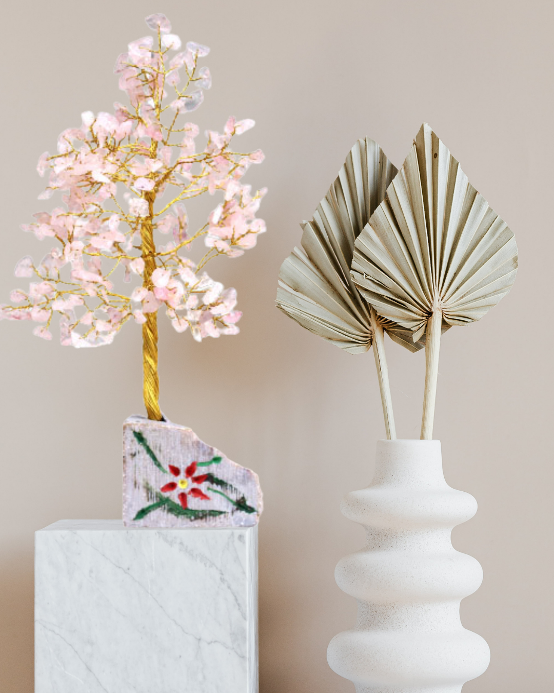 arbre de vie gemmes quartz rose 320 pierres